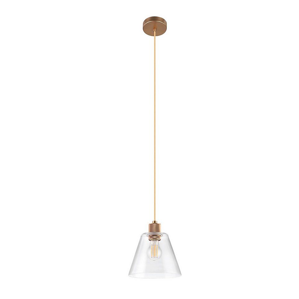 Eglo Copley Pendant Ceiling Light - Soft Gold & Clear