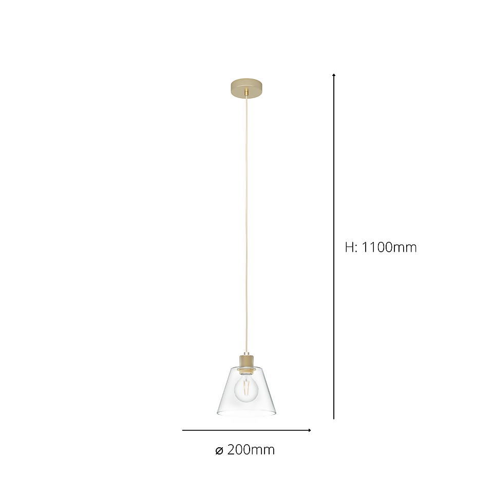 Eglo Copley Pendant Ceiling Light - Soft Gold & Clear