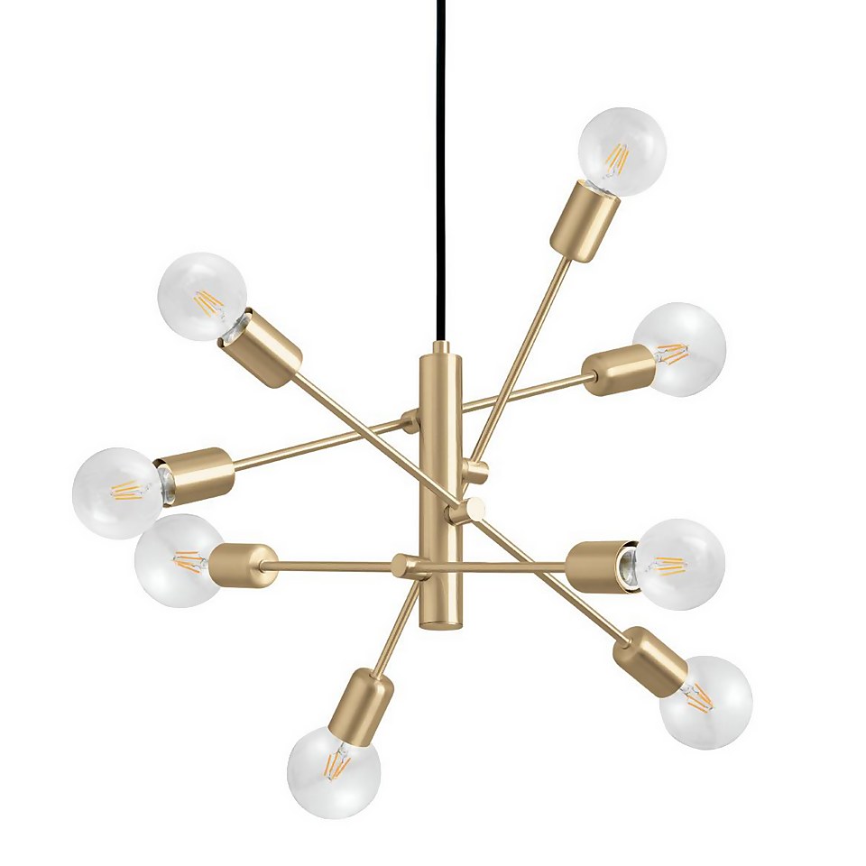 Eglo Gradoli 1 8 Lamp Pendant Ceiling Light - Brushed Brass