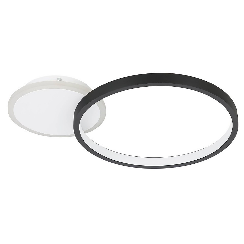 Eglo Gafares Connect Smart Flush Ceiling Light - Black