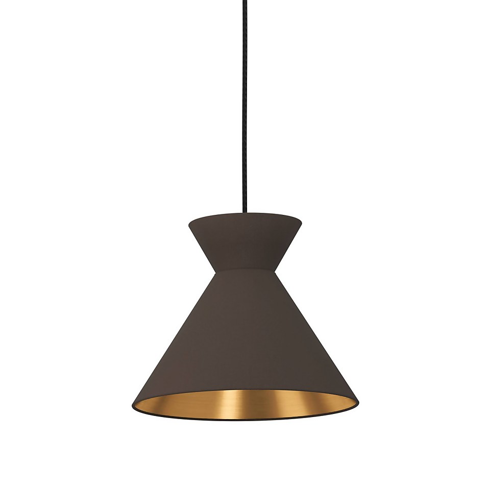 Eglo Nastasia 3 Lamp Pendant Diner Bar Light - Cappuccino & Brass