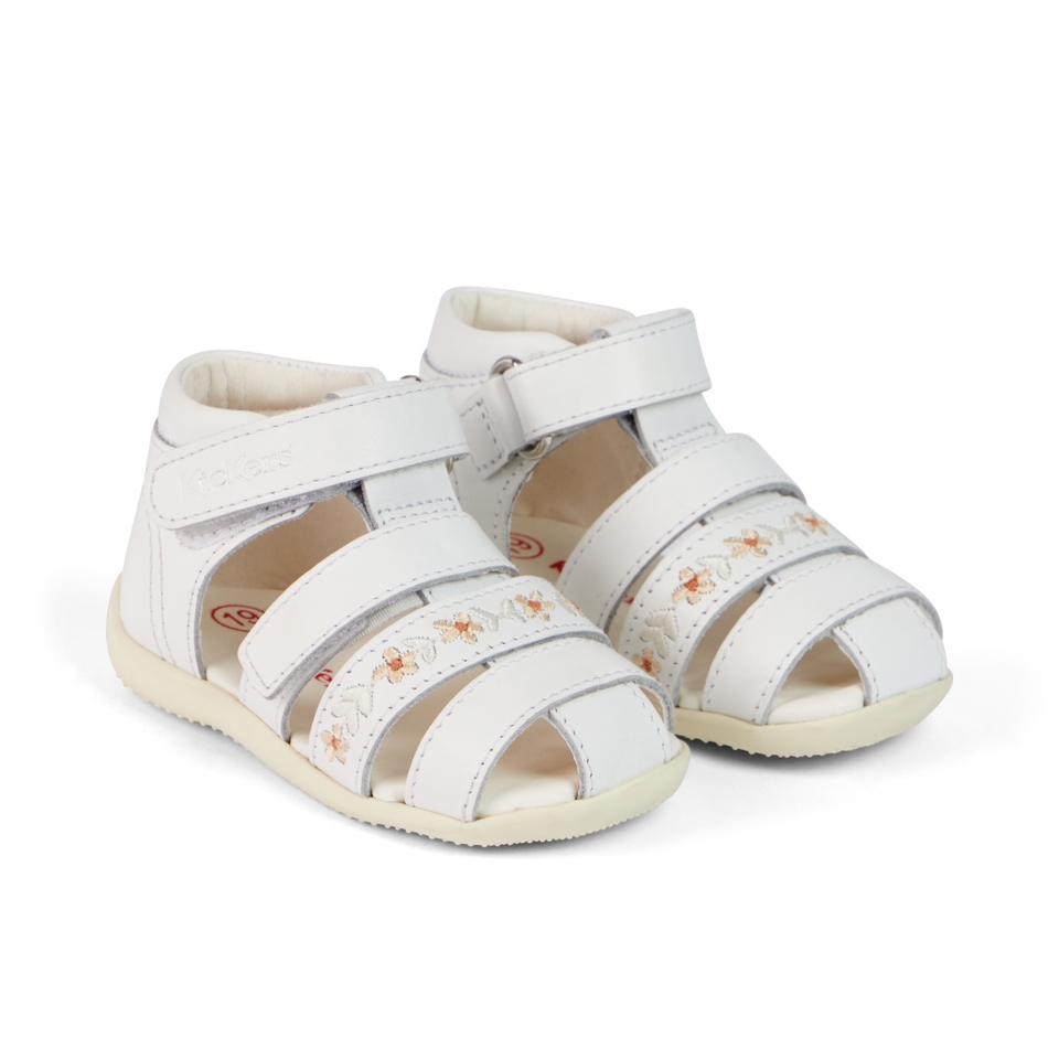 Baby Wriggle Flower Sandals Leather White