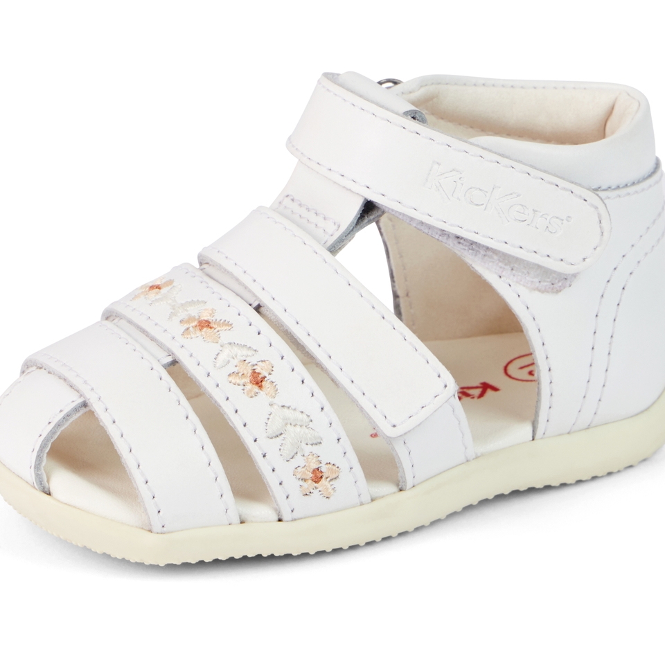 Baby Wriggle Flower Sandals Leather White