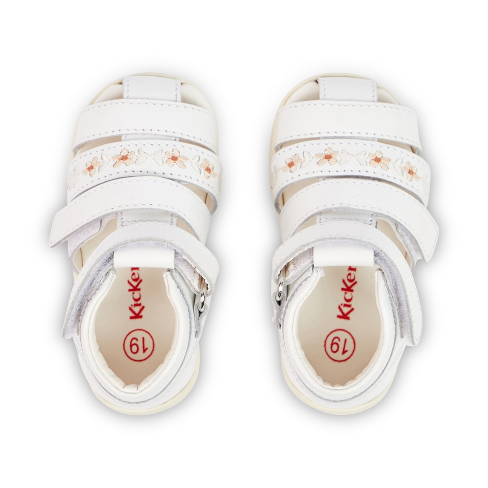 Baby Wriggle Flower Sandals Leather White