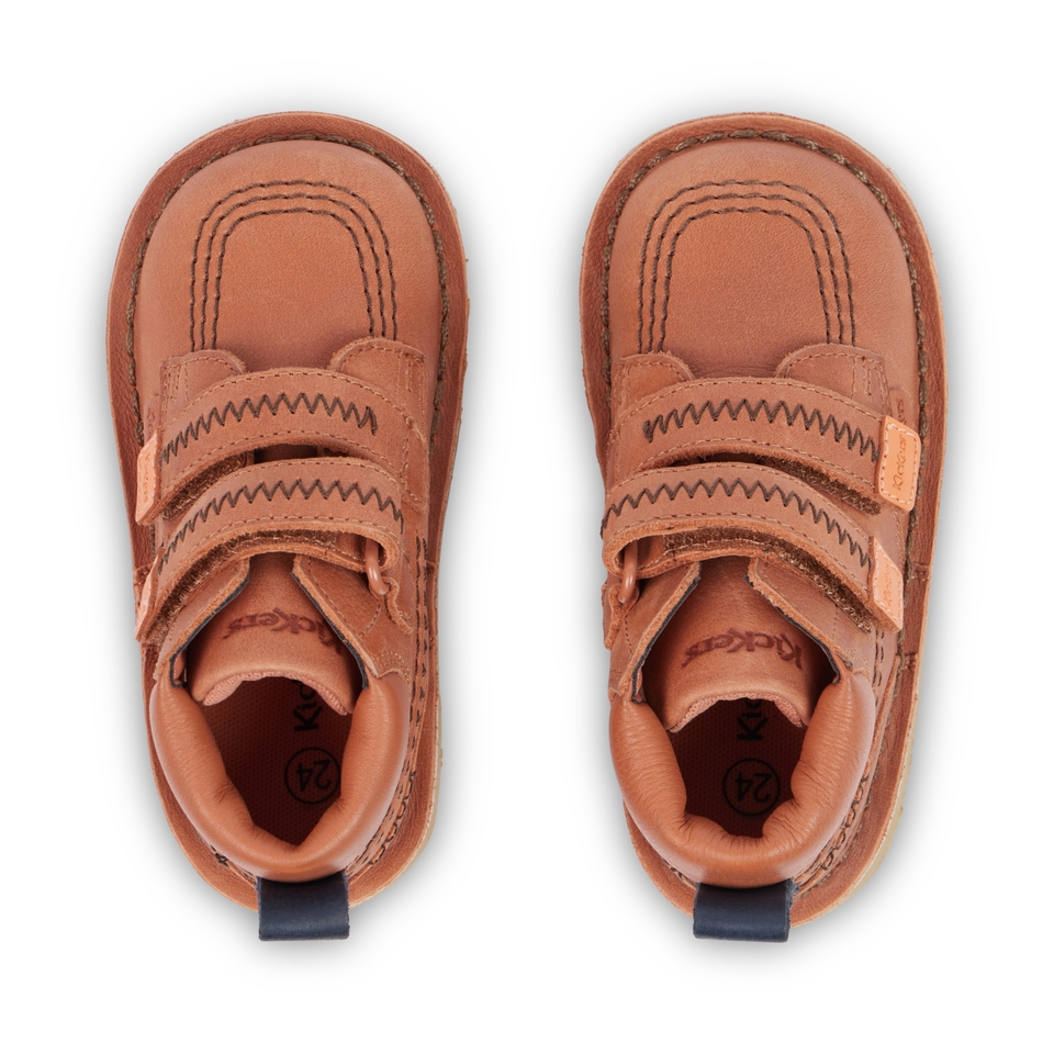Infant Boys Kick Hi Roll ZigZag Boots Leather Tan