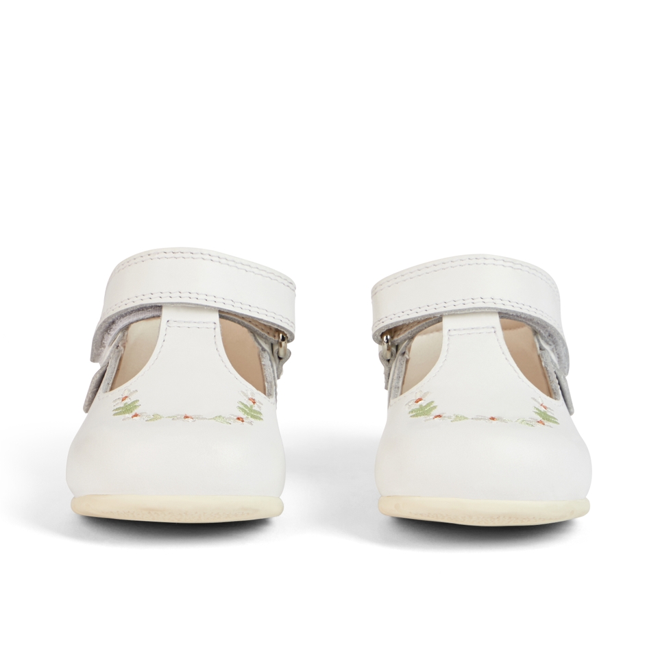 Baby Kick T-Bar Flower Shoes Leather White