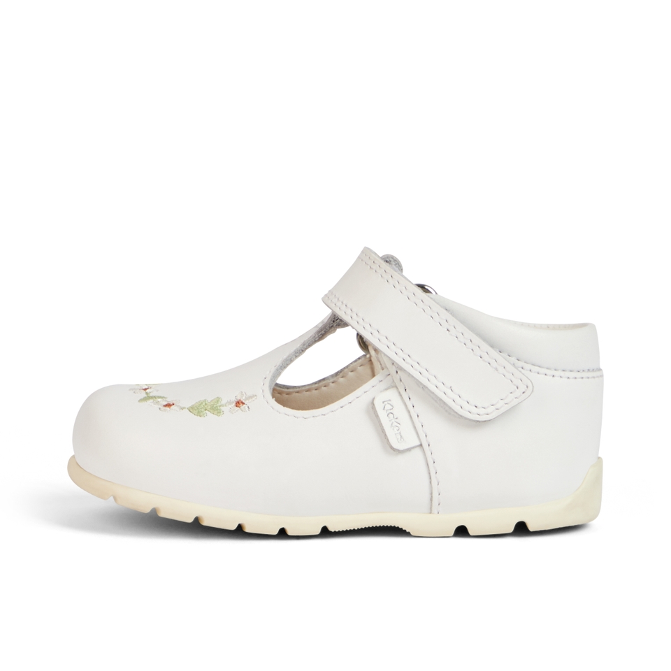Baby Kick T-Bar Flower Shoes Leather White