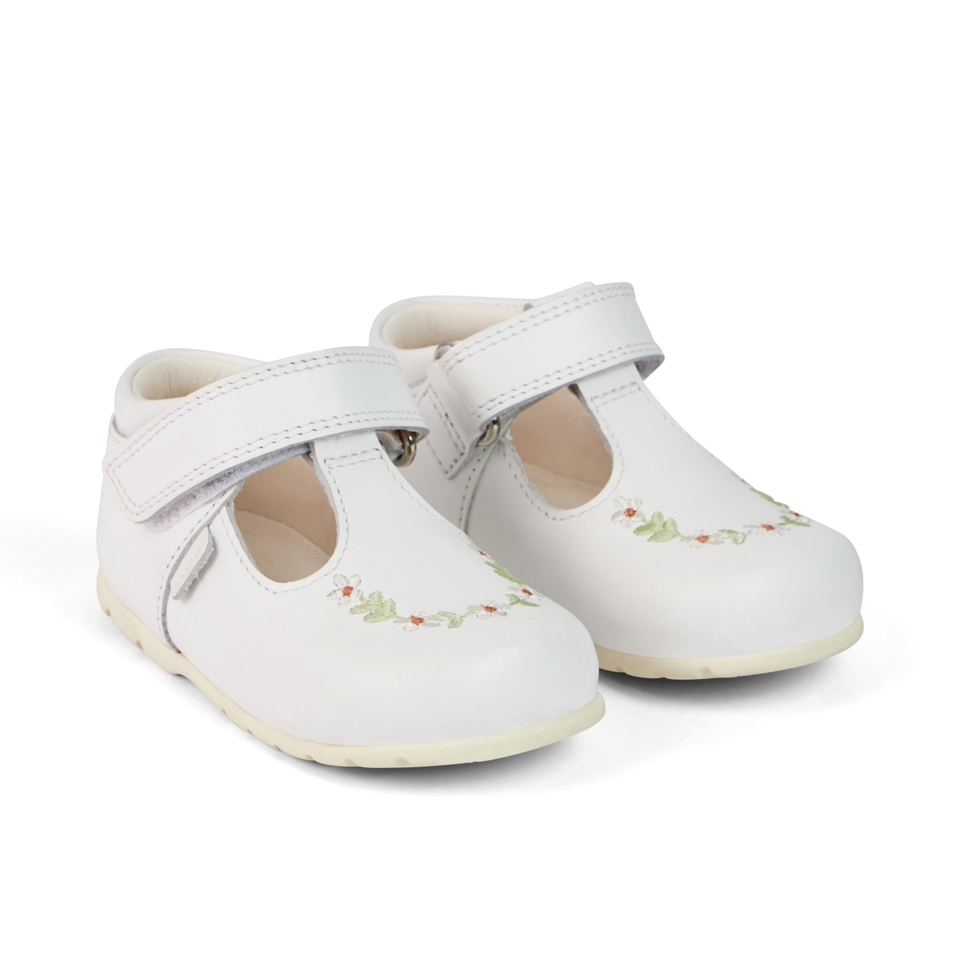 Baby Kick T-Bar Flower Shoes Leather White