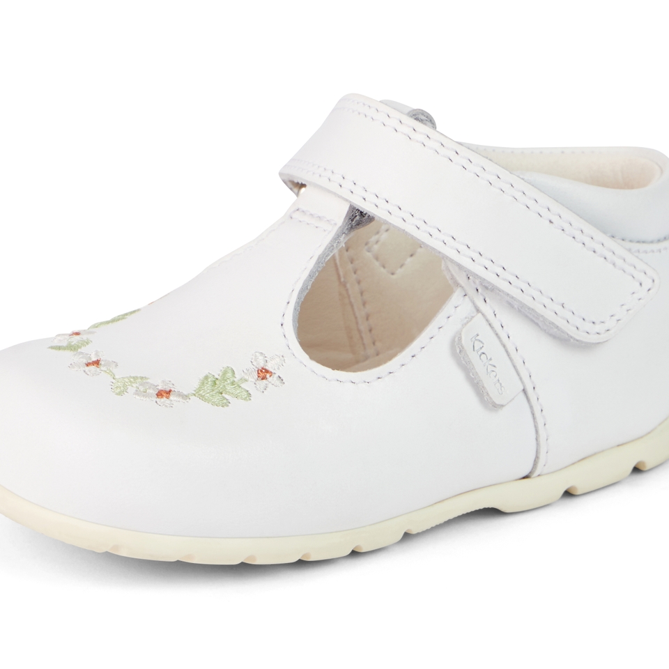 Baby Kick T-Bar Flower Shoes Leather White