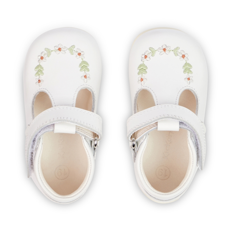 Baby Kick T-Bar Flower Shoes Leather White