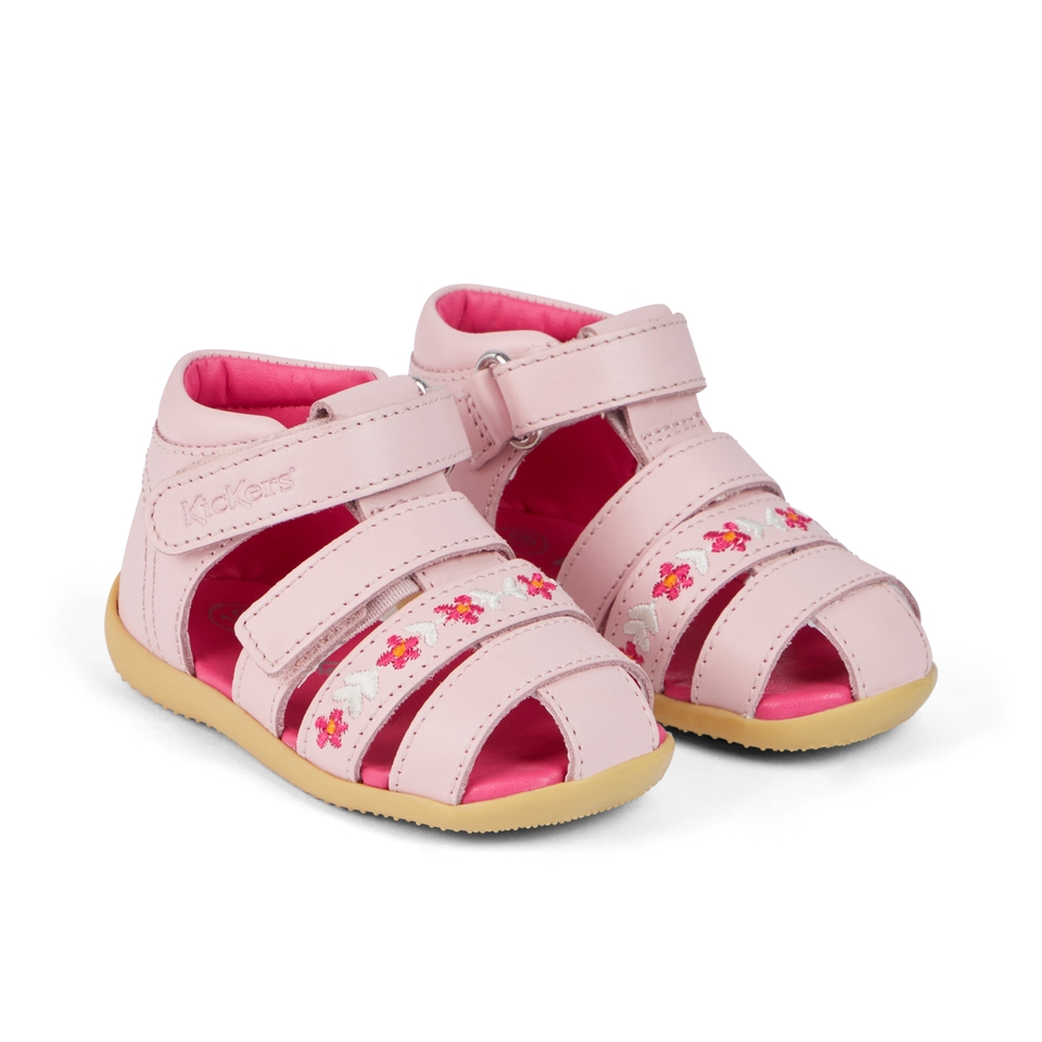 Baby Wriggle Flower Sandals Leather Pink