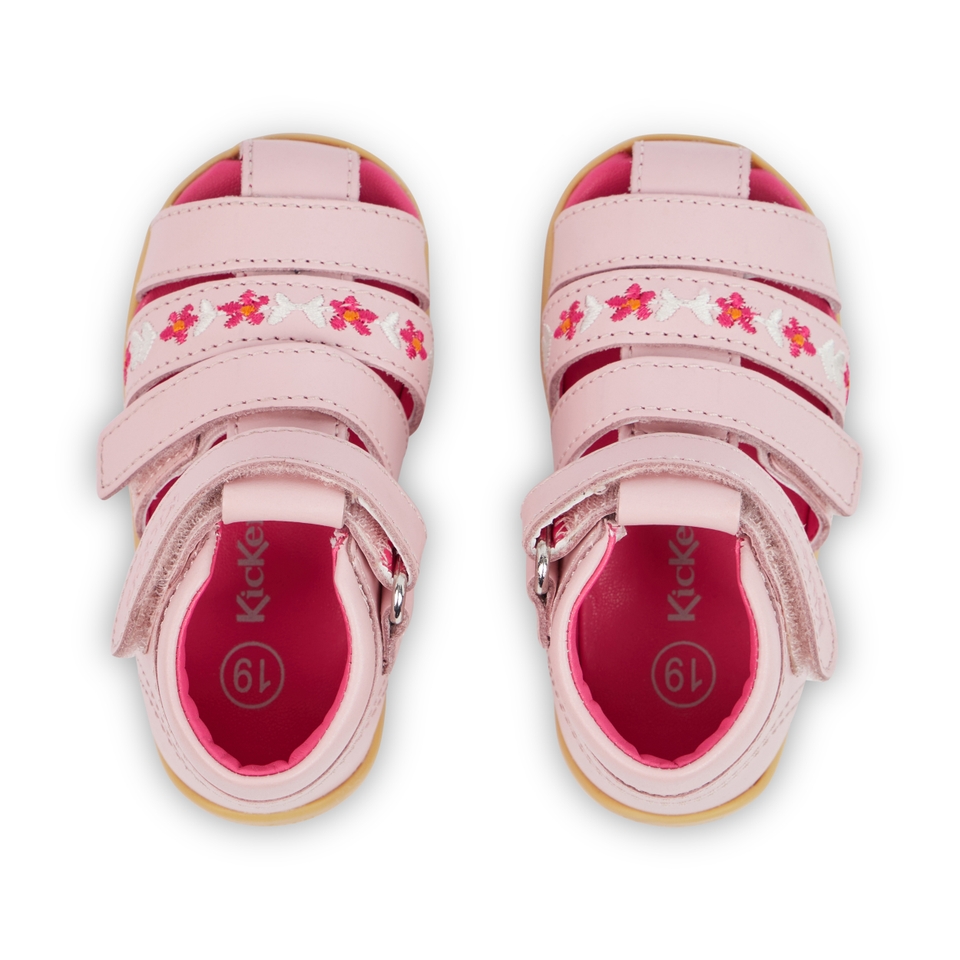 Baby Wriggle Flower Sandals Leather Pink