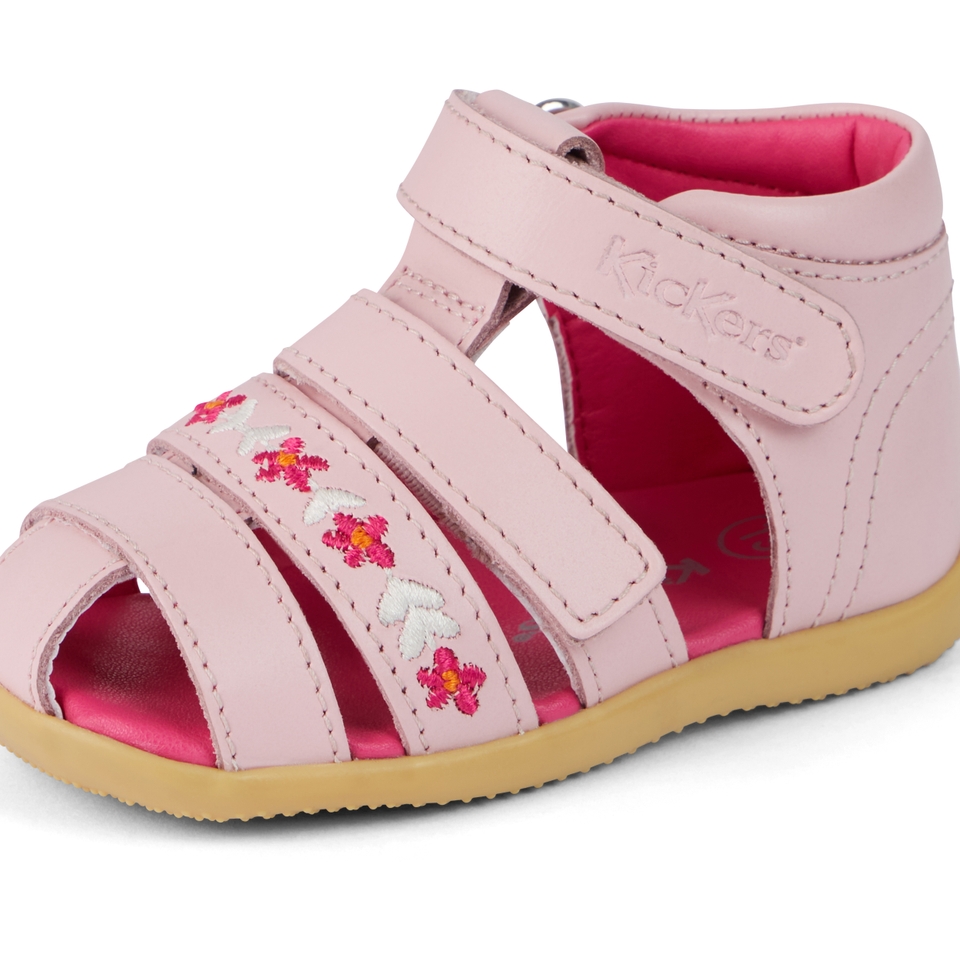 Baby Wriggle Flower Sandals Leather Pink