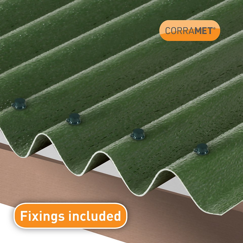 Corramet® Corrugated Roof Sheet Kit Green 950 X 2000mm Homebase