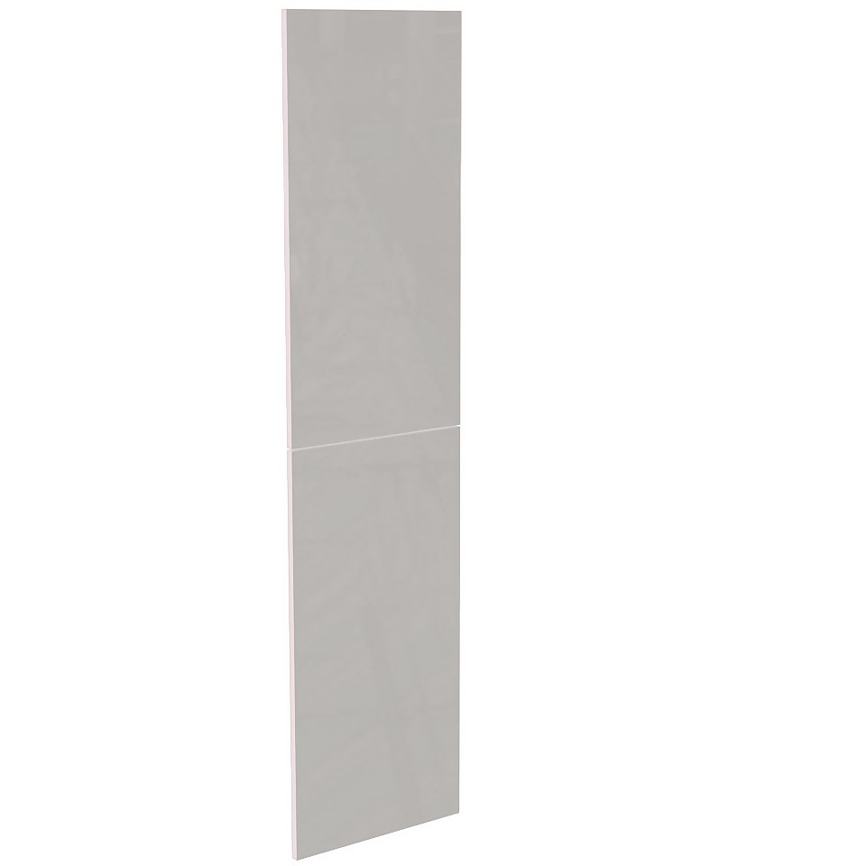 Modern Slab Kitchen Larder Door (Pair) (H)976 x (W)497mm - Gloss Grey