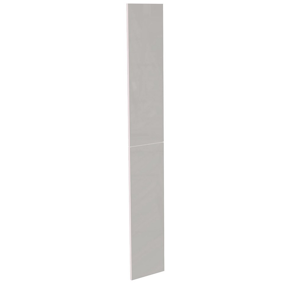 Modern Slab Kitchen Larder Door (Pair) (H)976 x (W)297mm - Gloss Grey
