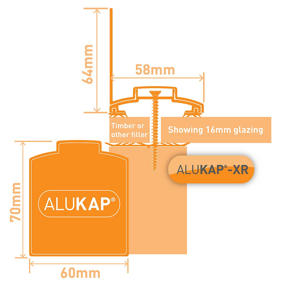 Alukap®-XR 60mm Wall Bar 3.0m  55mm RG Alu E/Cap White