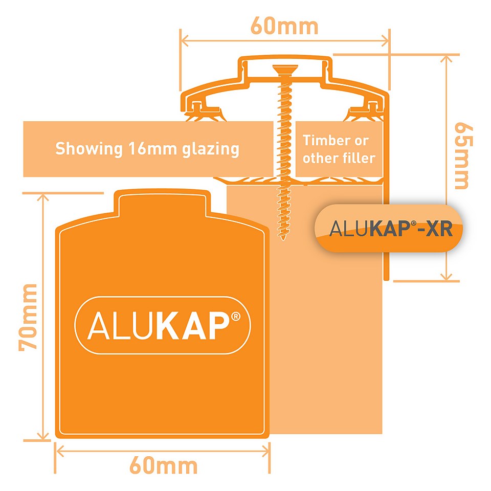 Alukap®-XR 60mm Gable Bar 4.8m  55mm RG Alu E/Cap White