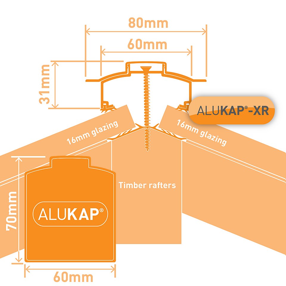 Alukap®-XR Hip Bar 4.8m  55mm RG Alu E/Cap White