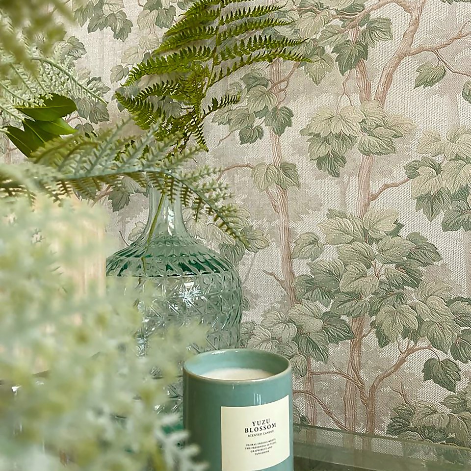 Belgravia Decor Giorgio Tree Green Textured Wallpaper