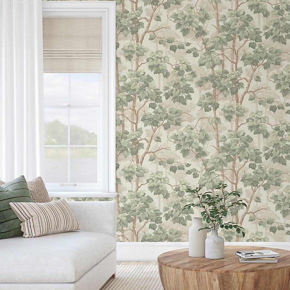 Belgravia Decor Giorgio Tree Green Textured Wallpaper