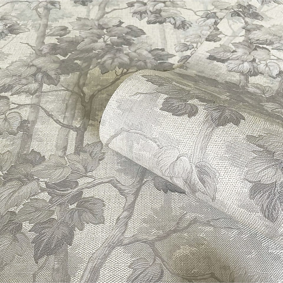 Belgravia Decor Giorgio Tree Silver Textured Wallpaper