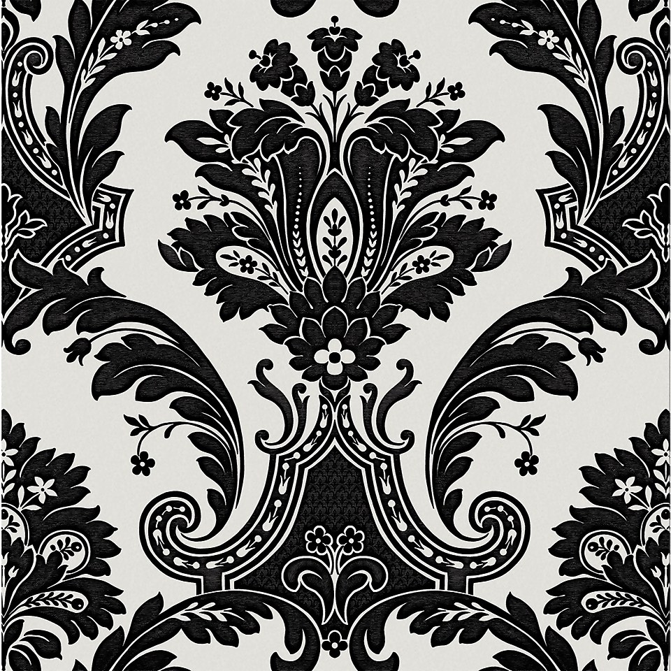 Belgravia Decor Amara Damask Black Textured Wallpaper