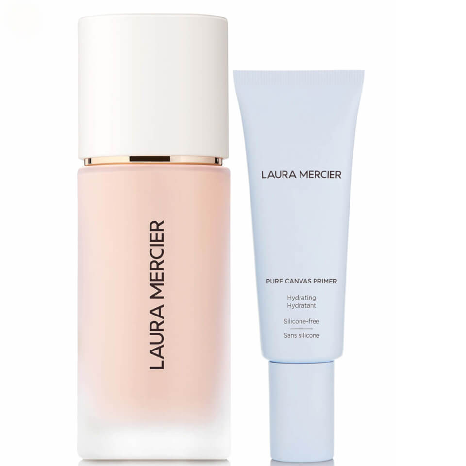 Laura Mercier Real Flawless Foundation and Pure Canvas Hydrating Primer Bundle (Various Shades)