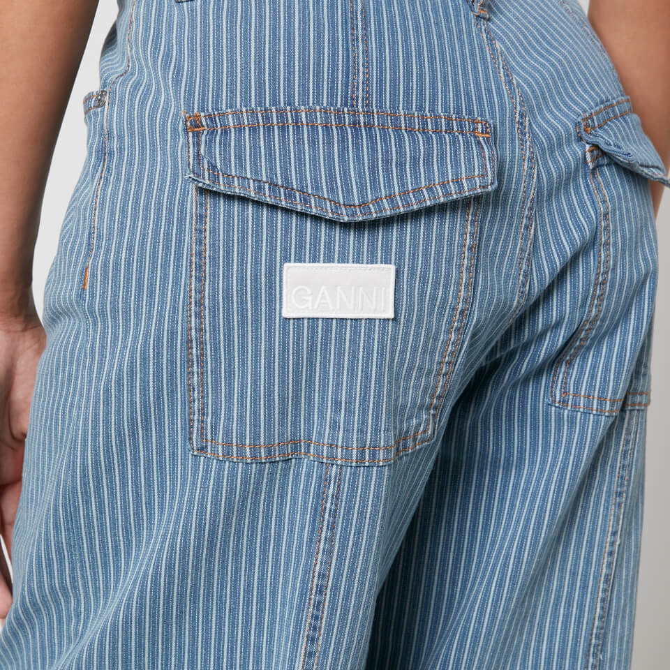 Ganni Striped Denim Cargo Trousers - W28 | Coggles