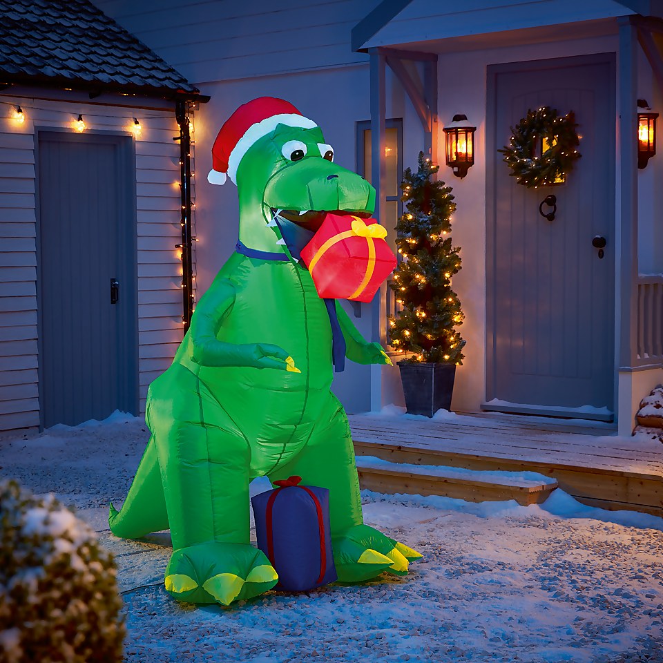 6ft Rexy the Dinosaur with Gift Christmas Outdoor Inflatable Decoration
