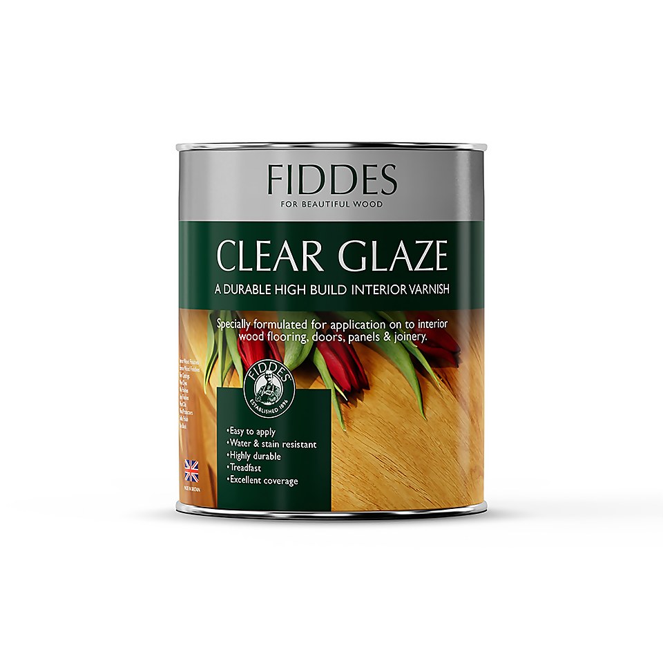 Fiddes Clear Glaze Satin Wood Varnish - 1L