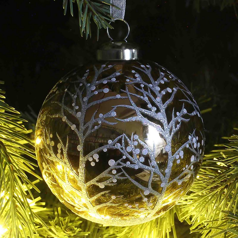 Copper Forest Glass Christmas Bauble Decoration | Homebase