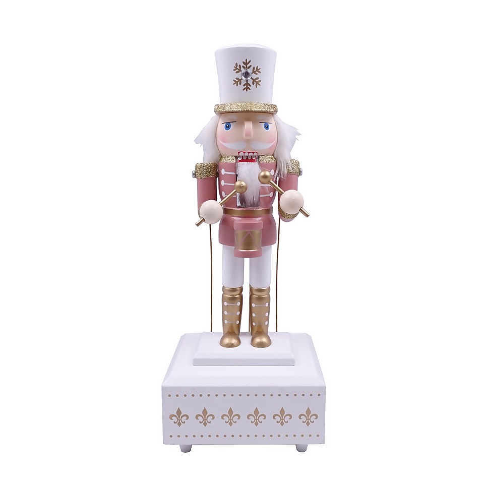 Pink Wooden Musical Nutcracker Christmas Decoration 30cm Homebase