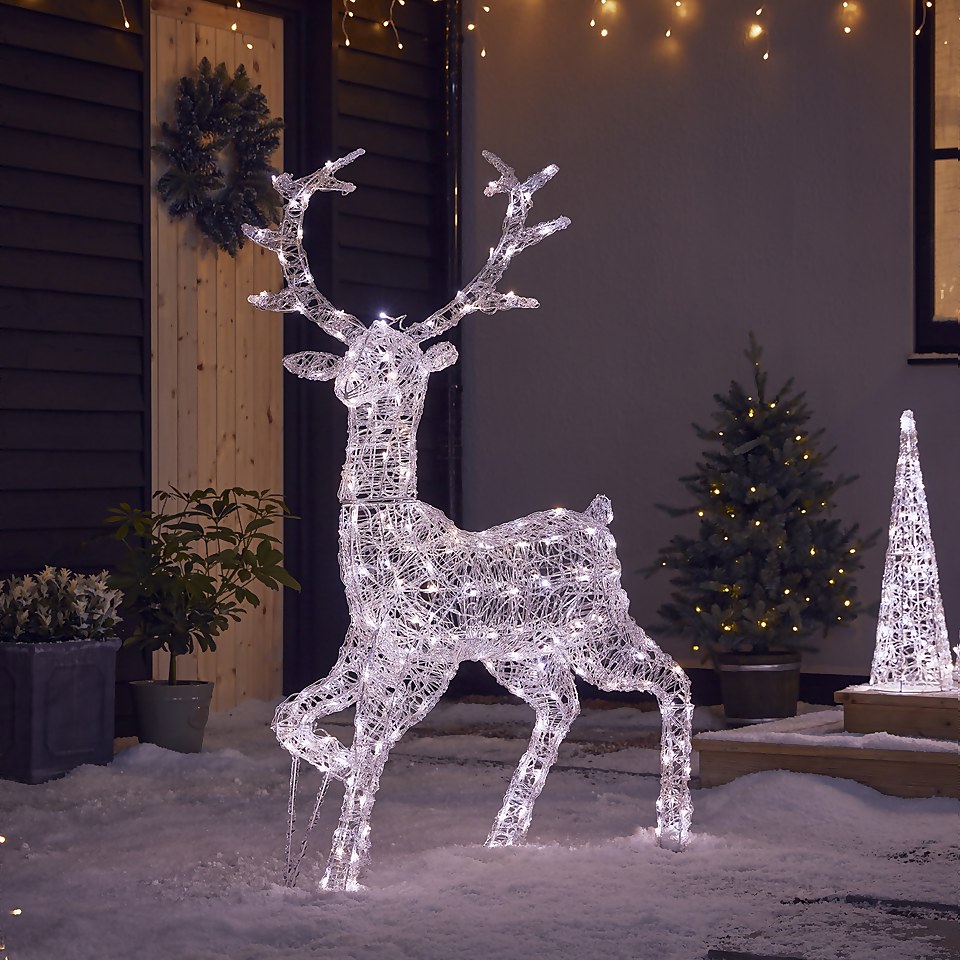 Acrylic LED Stag 3-in-1 Warm, Cool & Mixed White 3D Outdoor Christmas ...