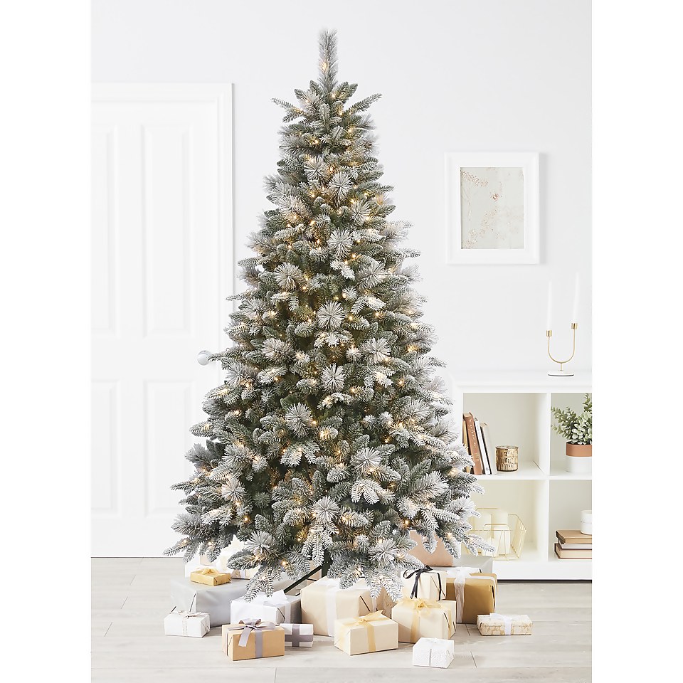 7ft Snowy Fairmont Premium Prelit Artificial Christmas Tree Homebase