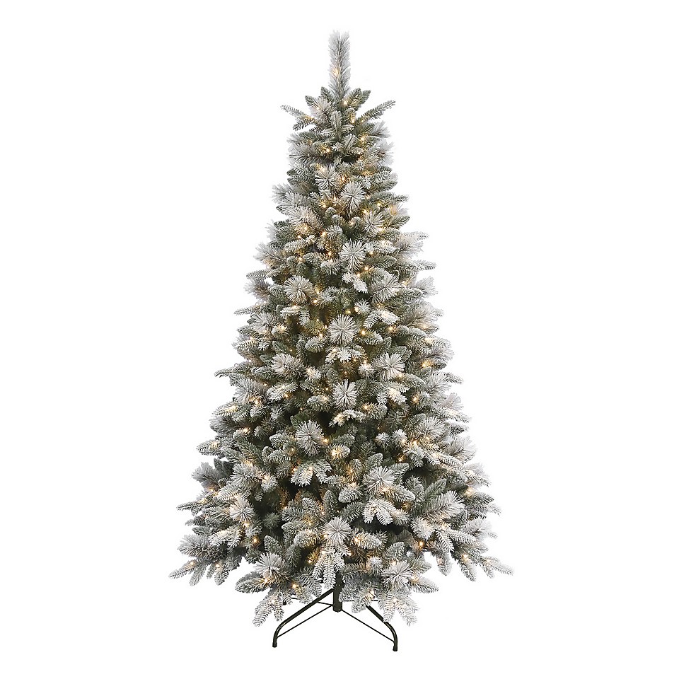 7ft Snowy Fairmont Premium Prelit Artificial Christmas Tree Homebase