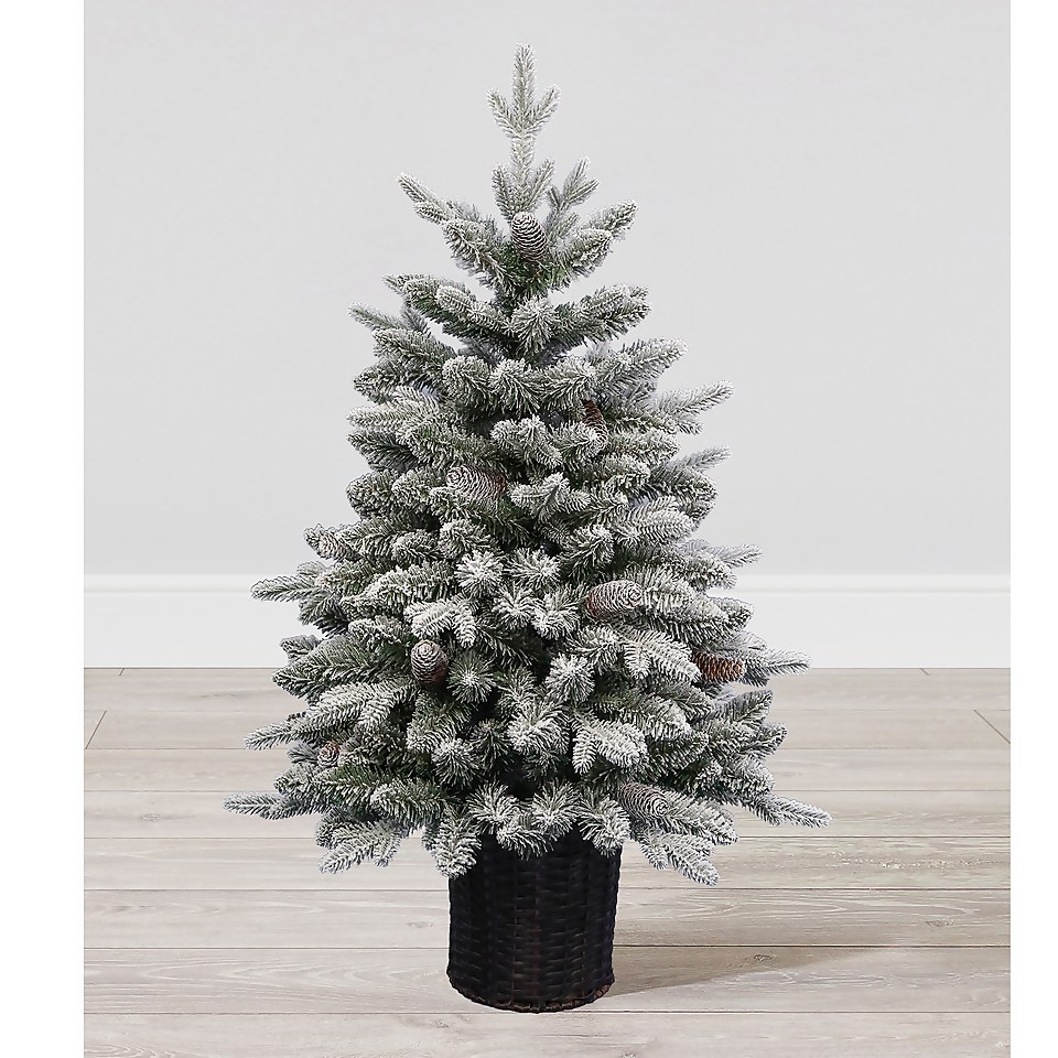 3ft 5in Mixed Tip Flocked Artificial Christmas Tree Homebase