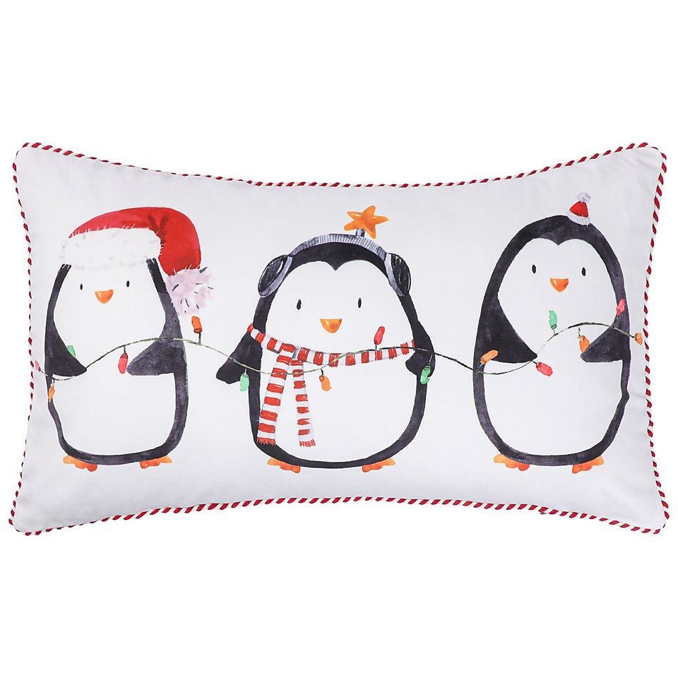 Party Penguin Cushion 30x50cm Homebase