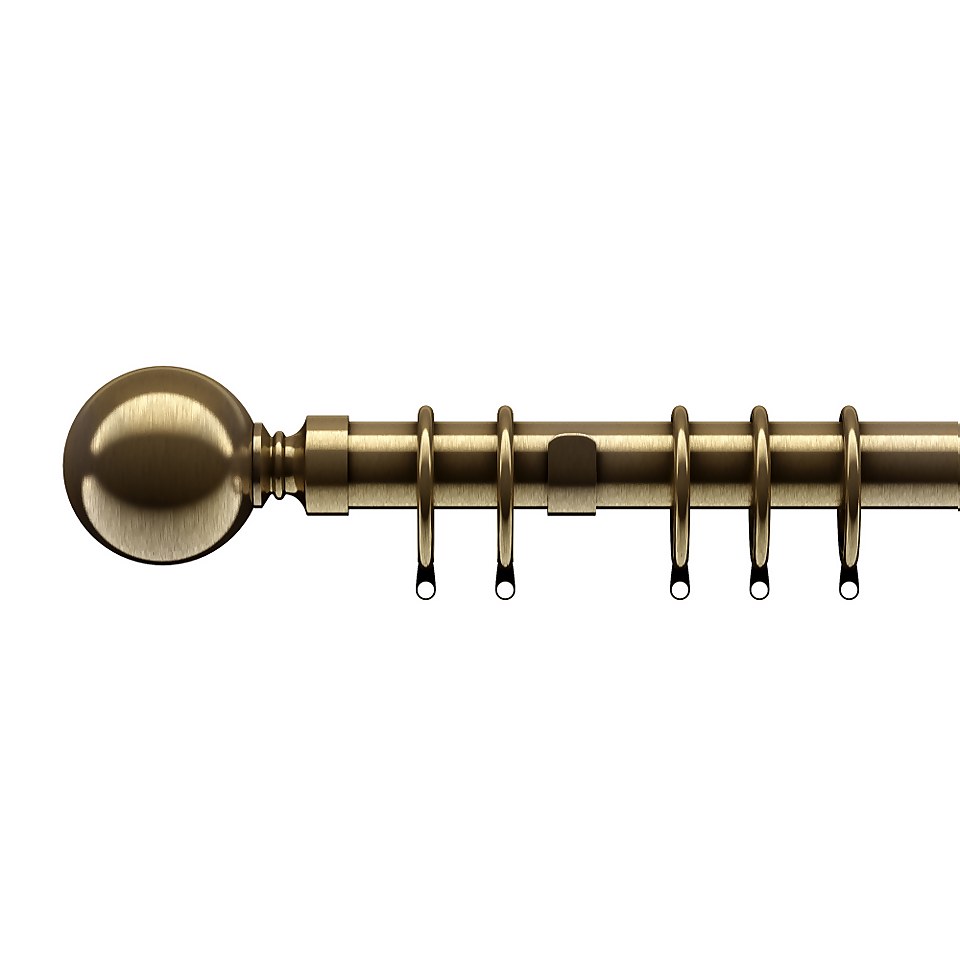 Antique Brass Metal Curtain Pole with Ball Finial 300cm (Dia 28mm