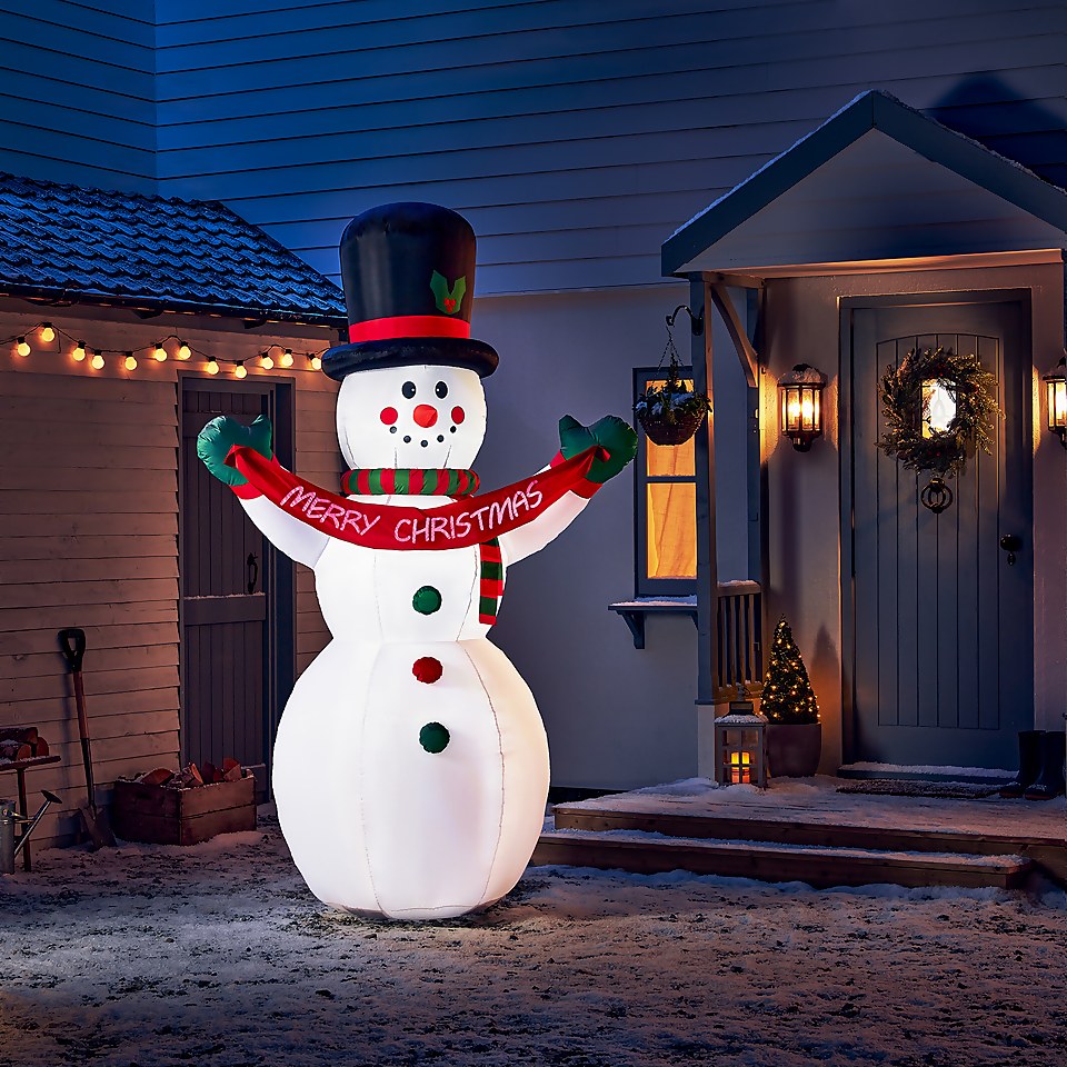 8ft Brr-ian the Merry Christmas Snowman Outdoor Inflatable Decoration