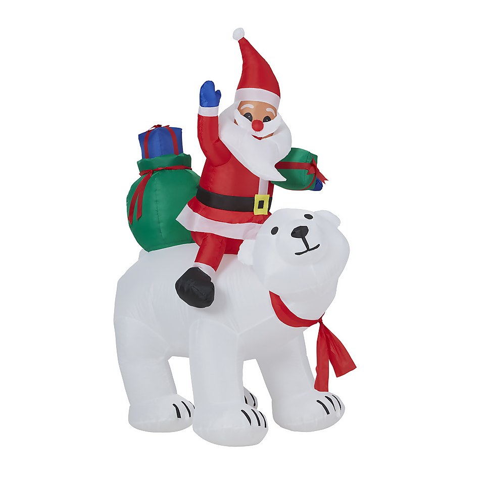 6ft Santa on a Polar Bear Christmas Outdoor Inflatable Decoration