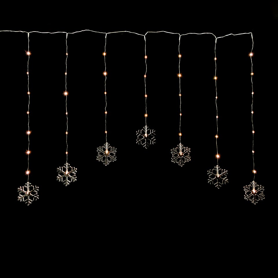 Snowflake LED Pinwire Christmas Window Curtain Light