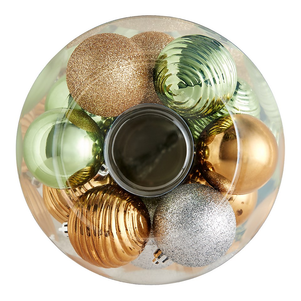 Frosted Forest Shatterproof Christmas Bauble Decorations - Pack of 30