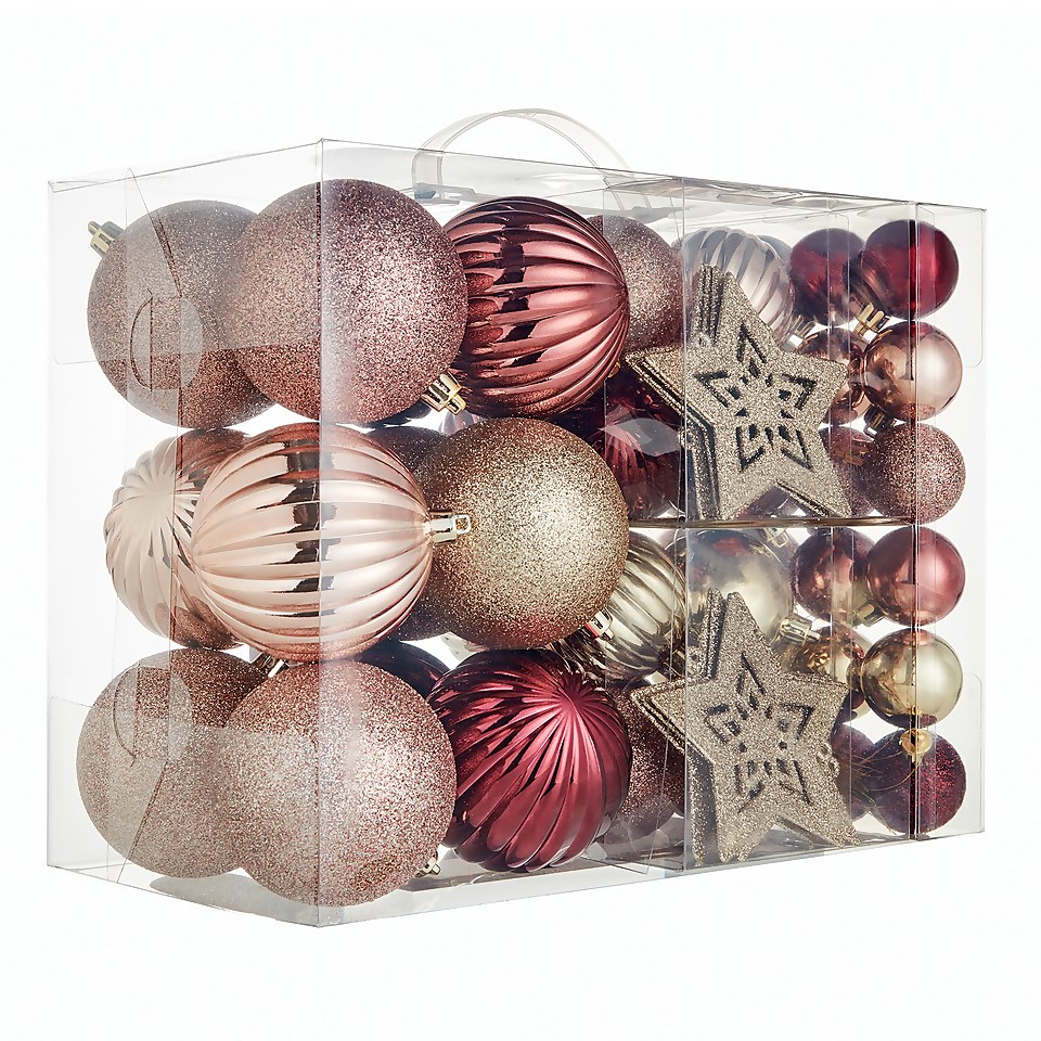Gilded Glamour Shatterproof Christmas Bauble Decorations - Pack of 60