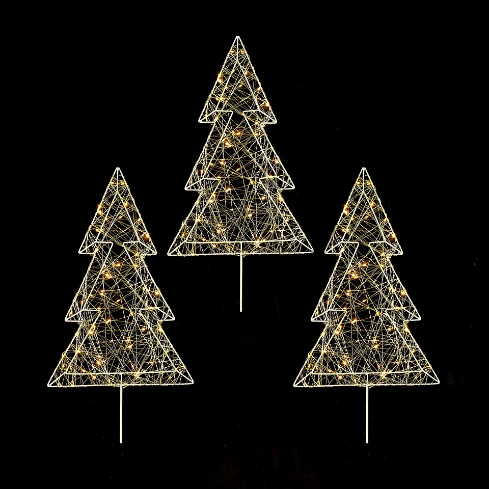 Pinwire Tree Twinkling LED Stake Lights 3 Pack Outdoor Christmas Decorations Homebase