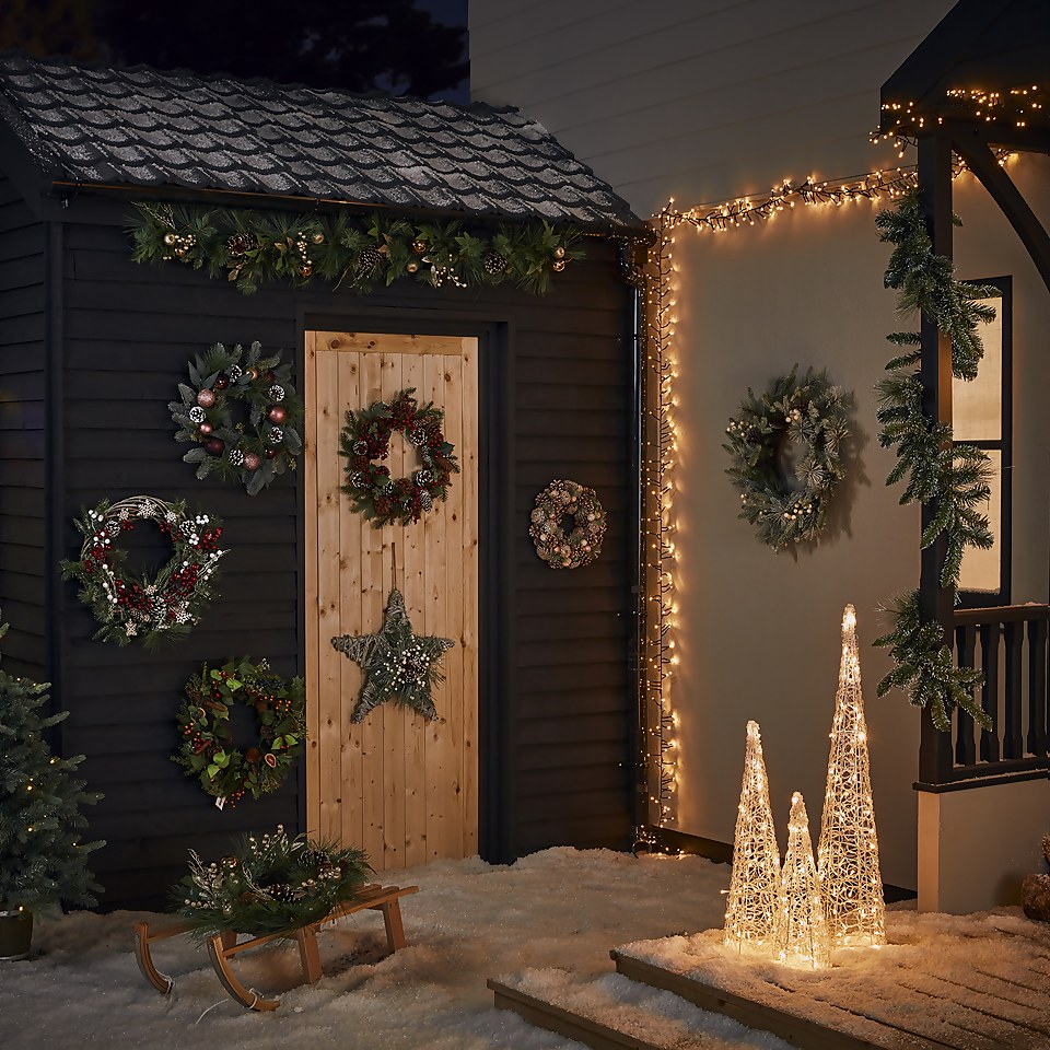 1000 LED Timer Cluster String Christmas Tree Lights Warm White Homebase