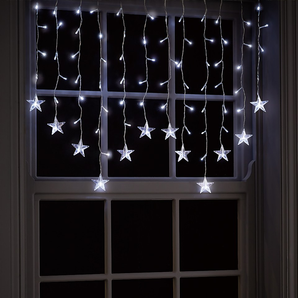 Star Twinkling LED Christmas Window Curtain Light Homebase