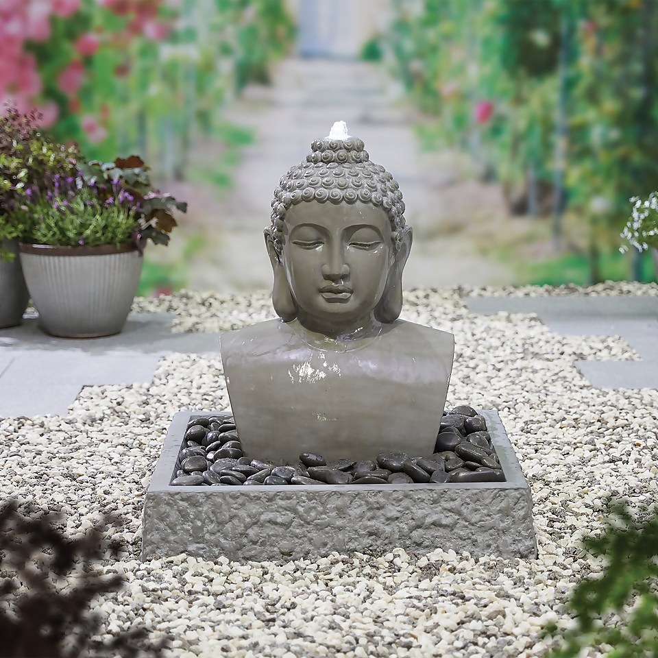 Stylish Fountain Lotus Buddha Water Feature with LEDs