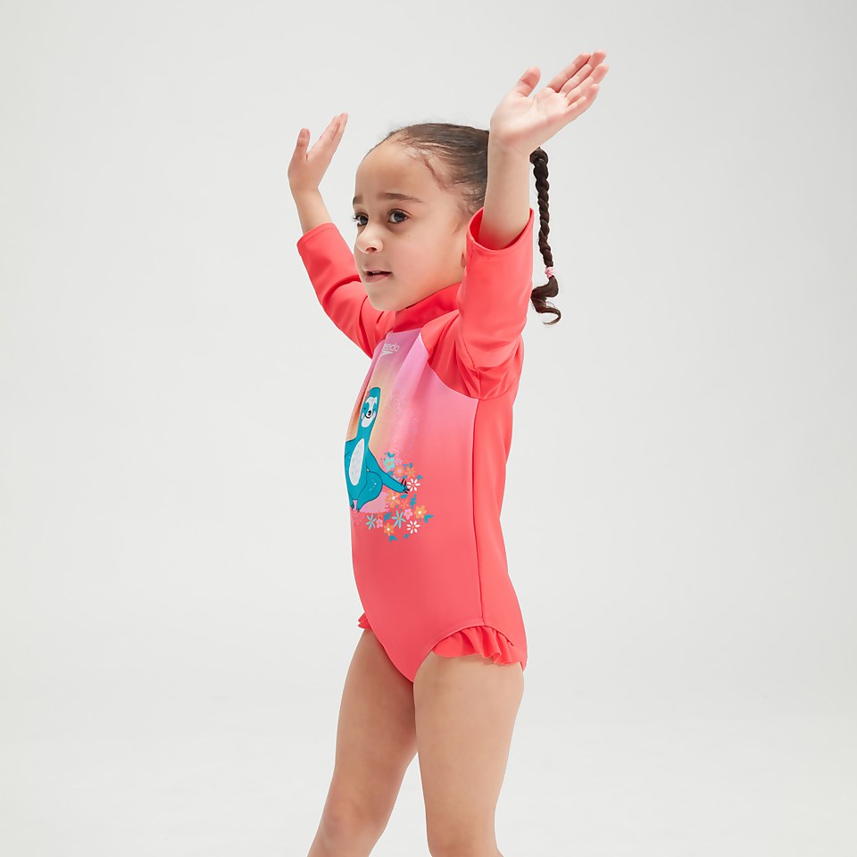 Infant Girls' Digital Long Sleeve Frill Swimsuit Pink/Coral Infant Girls' Digital Long Sleeve Frill Swimsuit Pink/Coral
