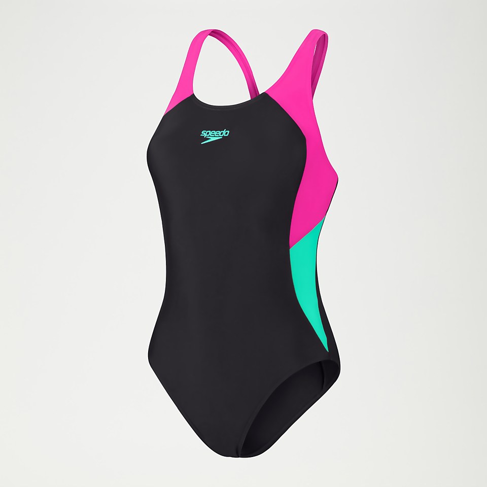 Maillot de bain Femme Colourblock Splice Muscleback noir/violet